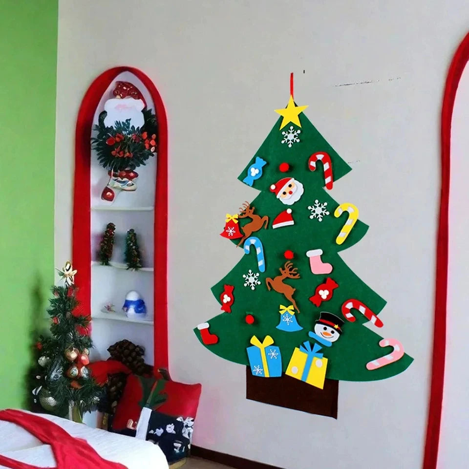 DIY Felt Christmas Tree Christmas Decoration for Home New Year Christmas Ornaments Santa Claus Xmas Kids Gifts Wall Decoration