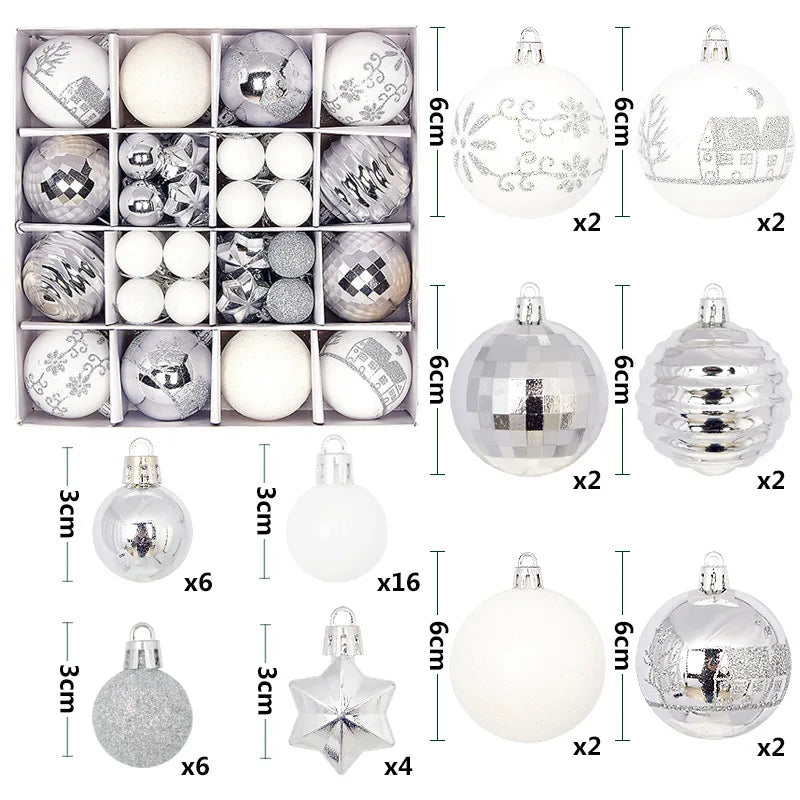 44Pcs 6CM Christmas Ball Christmas Decoration Xmas Tree Pendent Ornaments Home Decor Navidad Party New Year 2026 Party Supplies