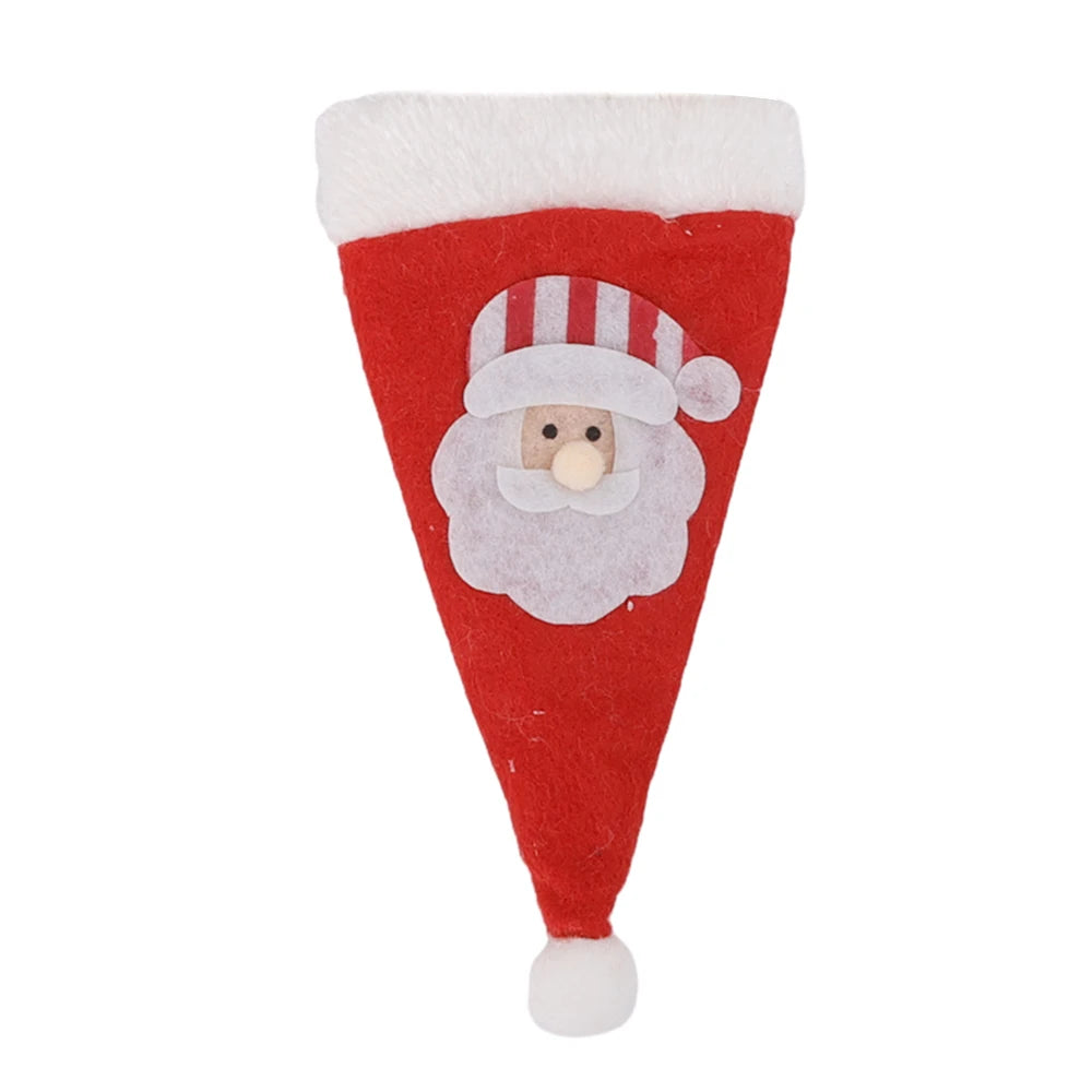 10/1Pcs Christmas Cutlery Holder Set Mini Santa Hat Fork Knife Tableware Holder Bag Christmas Navidad Party Dinner Table Decors