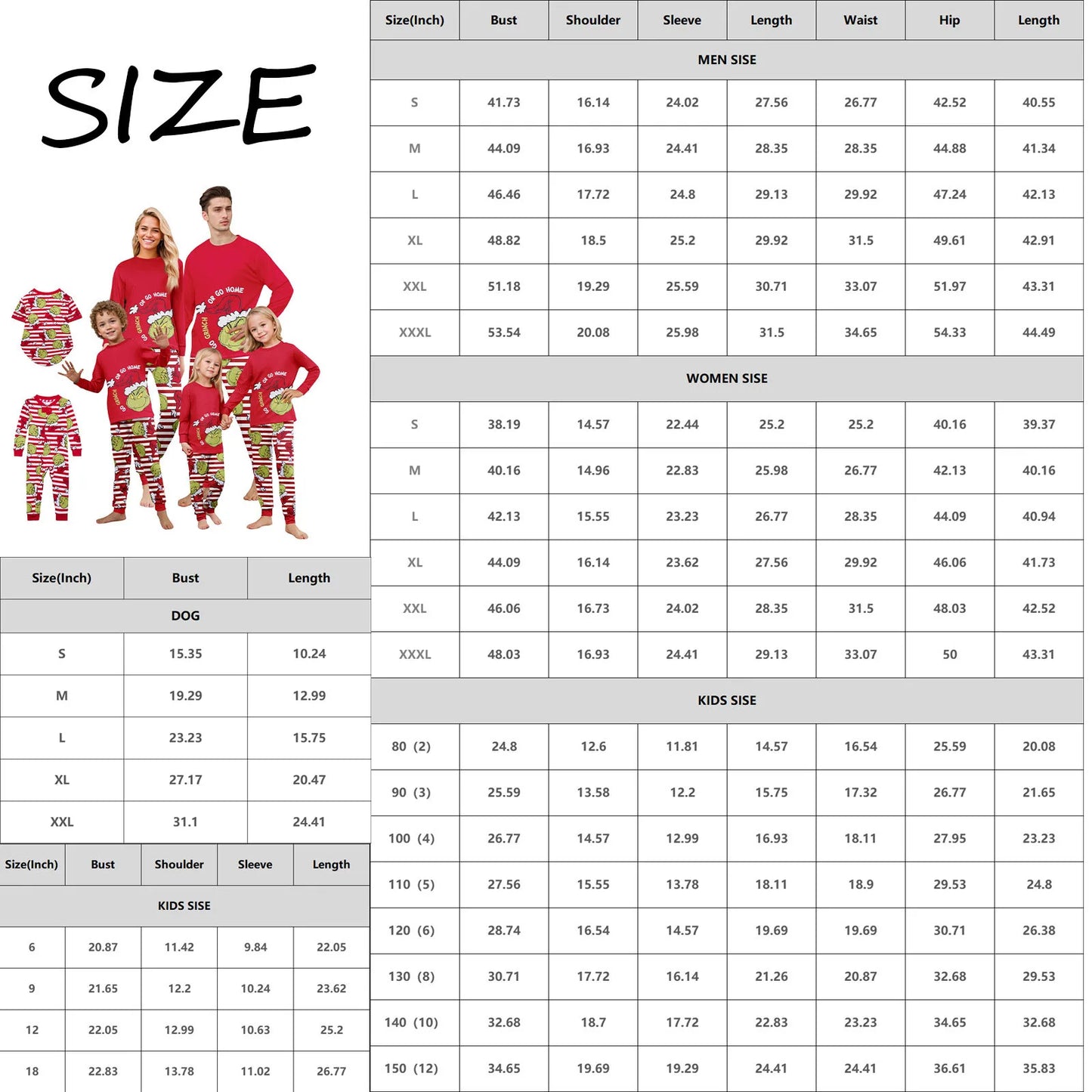 Christmas Print Cute Family Set Pajamas, Home Clothes, Family Set Long Sleeve Top Pants Set