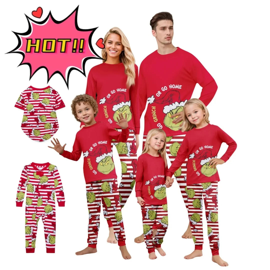Christmas Print Cute Family Set Pajamas, Home Clothes, Family Set Long Sleeve Top Pants Set