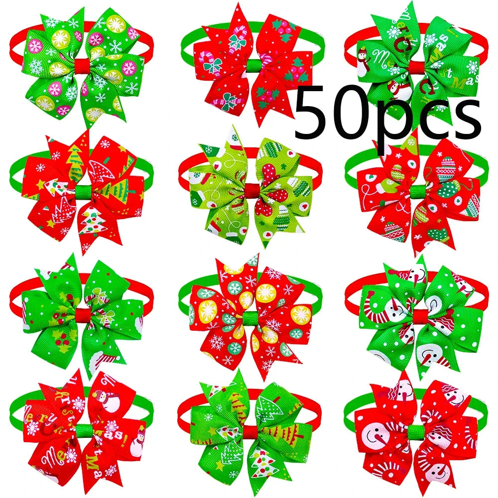 50/100pcs Dog Christmas Bow Tie Christmas Pet Supplies Dog Accessories Small Dogs Cat  Bowties Neckteis Dogs Holiday Products