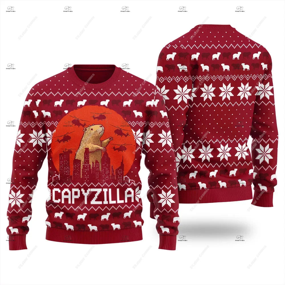 Christmas Santa Claus Pet Cat Knitted Ugly Sweater Graffiti Retro Vintage 3DPrint Pullover Harajuku Casual Funny Long Sleeves 12