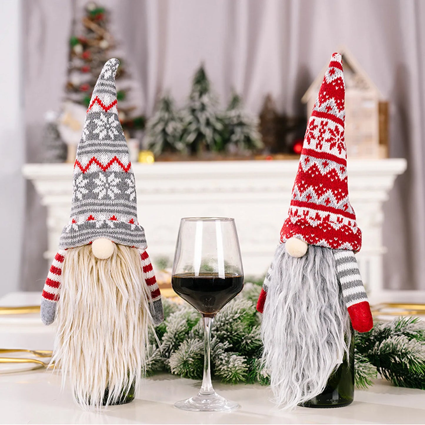Christmas Decoration Faceless Doll Wine Bottle Holder Santa Claus Wine Bag