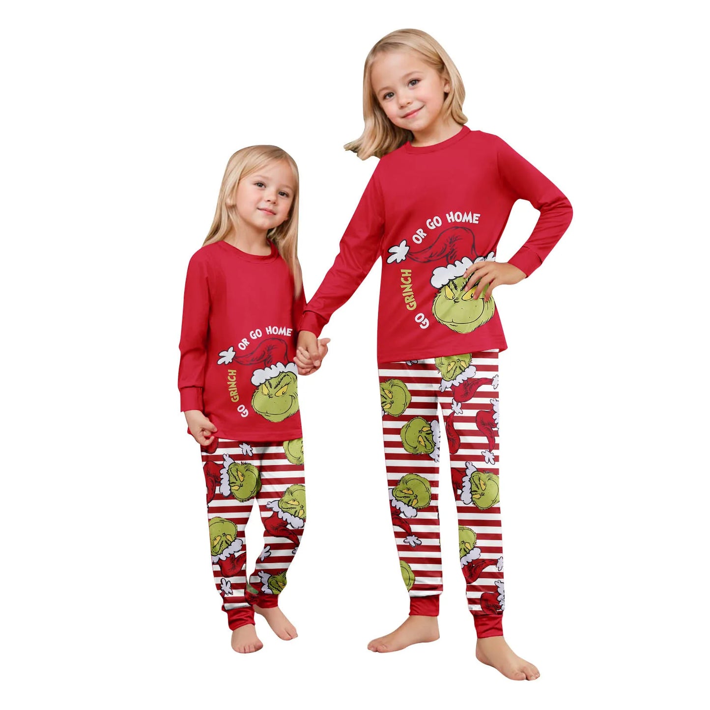 Christmas Print Cute Family Set Pajamas, Home Clothes, Family Set Long Sleeve Top Pants Set