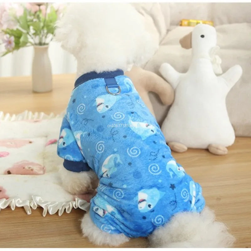 Christmas Pet Dog Pajamas for Cat Clothes Warm Pyjama Jumpsuit for Small Dogs Sleepingwear Winter Flece Pet Chihuahua Coat 강아지옷