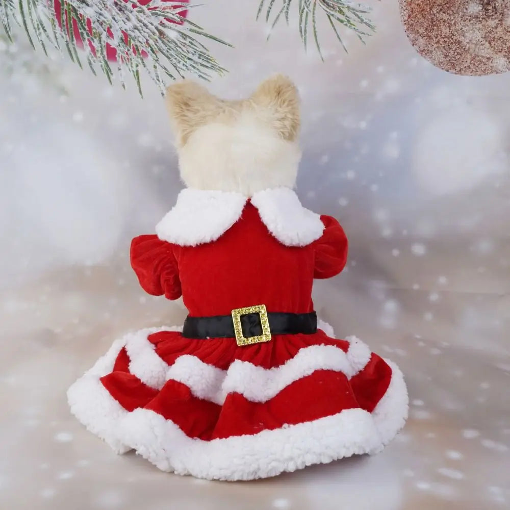 Fashion Cute Santa Claus Dog Skirt Soft Breathable Cats Christmas Dress Warm Pet Christmas Costume Xmas