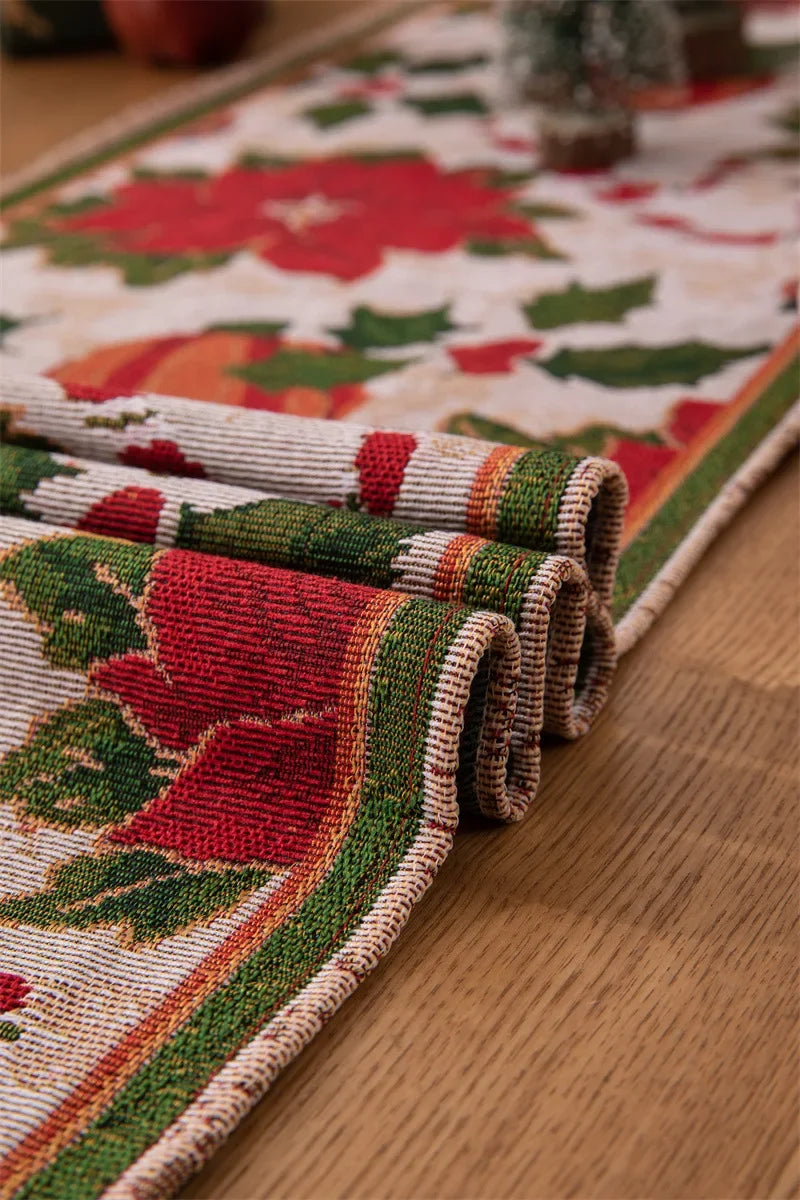 Christmas Table Runner Soft Durable Seasonal Winter Xmas Holiday Kitchen Dining Table Decoration for Indoor Outdoor Home Party