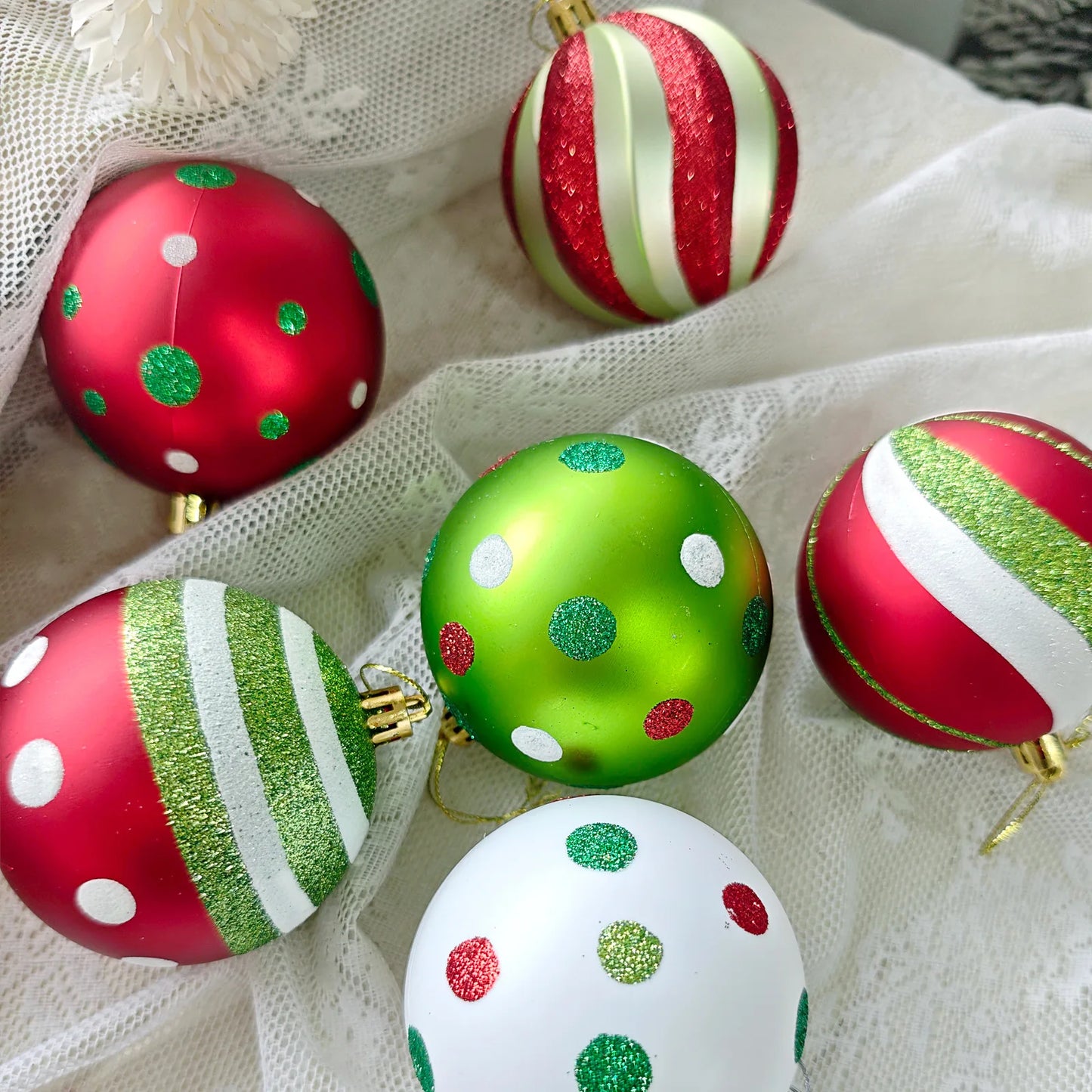 Green Painted Christmas Ball Decorations Green Monster Xmas Tree Ornaments Green Painted Xmas Ball Set Christmas Home Decor