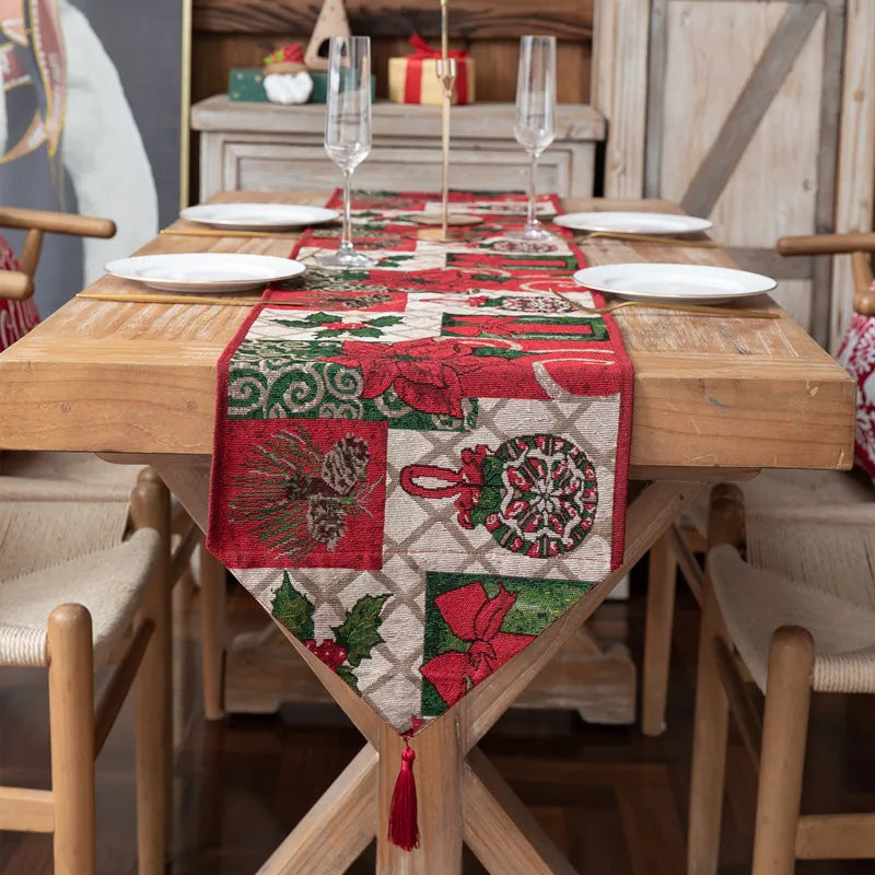 Christmas Table Runner Soft Durable Seasonal Winter Xmas Holiday Kitchen Dining Table Decoration for Indoor Outdoor Home Party