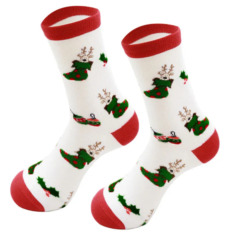 Christmas Mid-Calf Socks for Men Women Santa Claus Autumn Winter Gingerbread Man Cotton Elastic Gift Party Calf-Length Socks