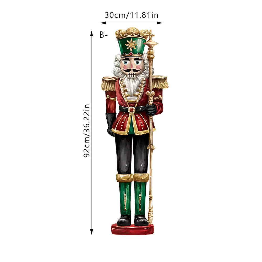 Nutcracker Soldier Christmas Window Clings Large Electrostatic Sticker Christmas Party Decorations Festive Supplies Door Sticker