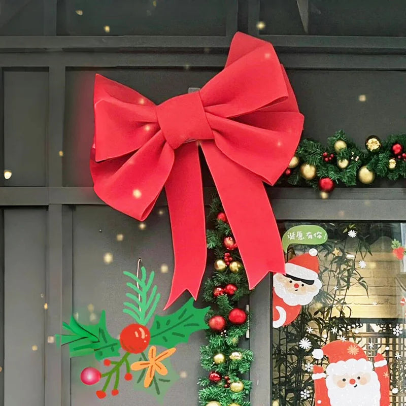 Pink/Red Christmas Bows Outdoor Decorations Large Christmas Tree Top Bow Velvet Wreath Birthday Christmas Front Door Decoration