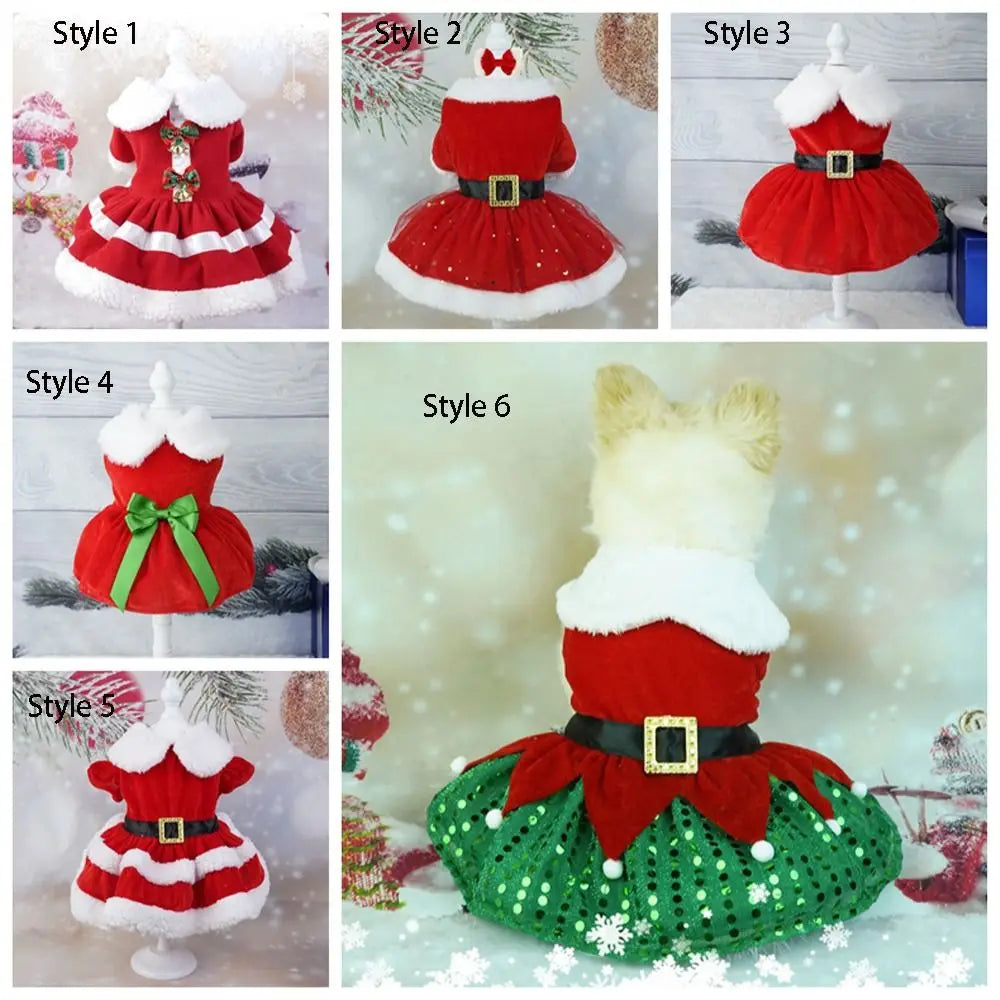 Fashion Cute Santa Claus Dog Skirt Soft Breathable Cats Christmas Dress Warm Pet Christmas Costume Xmas