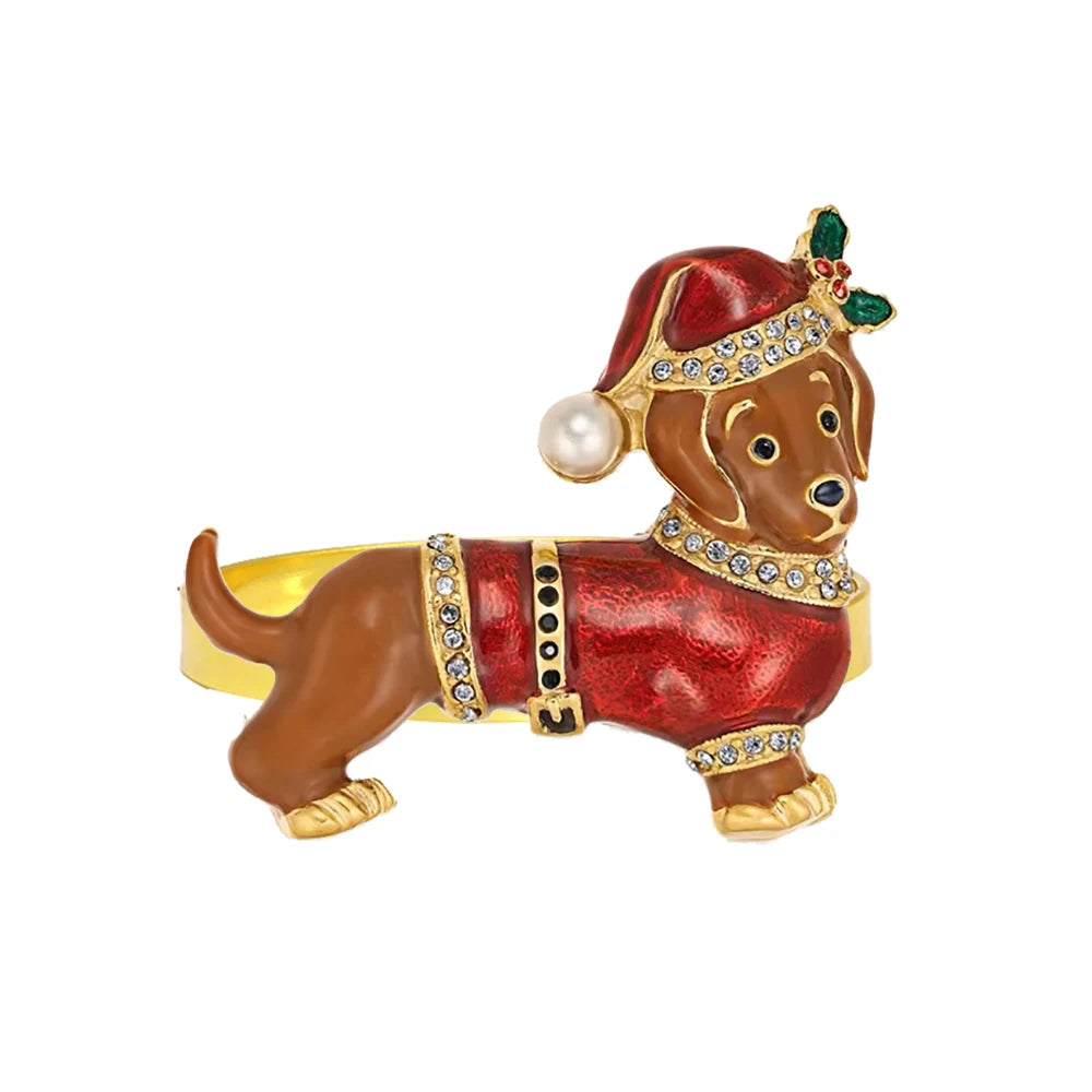 6Pcs Christmas Napkin Rings Xmas Pine Cone Wreath Car Napkin  Buckle for Christmas Wedding Party Table Decoration HWC255