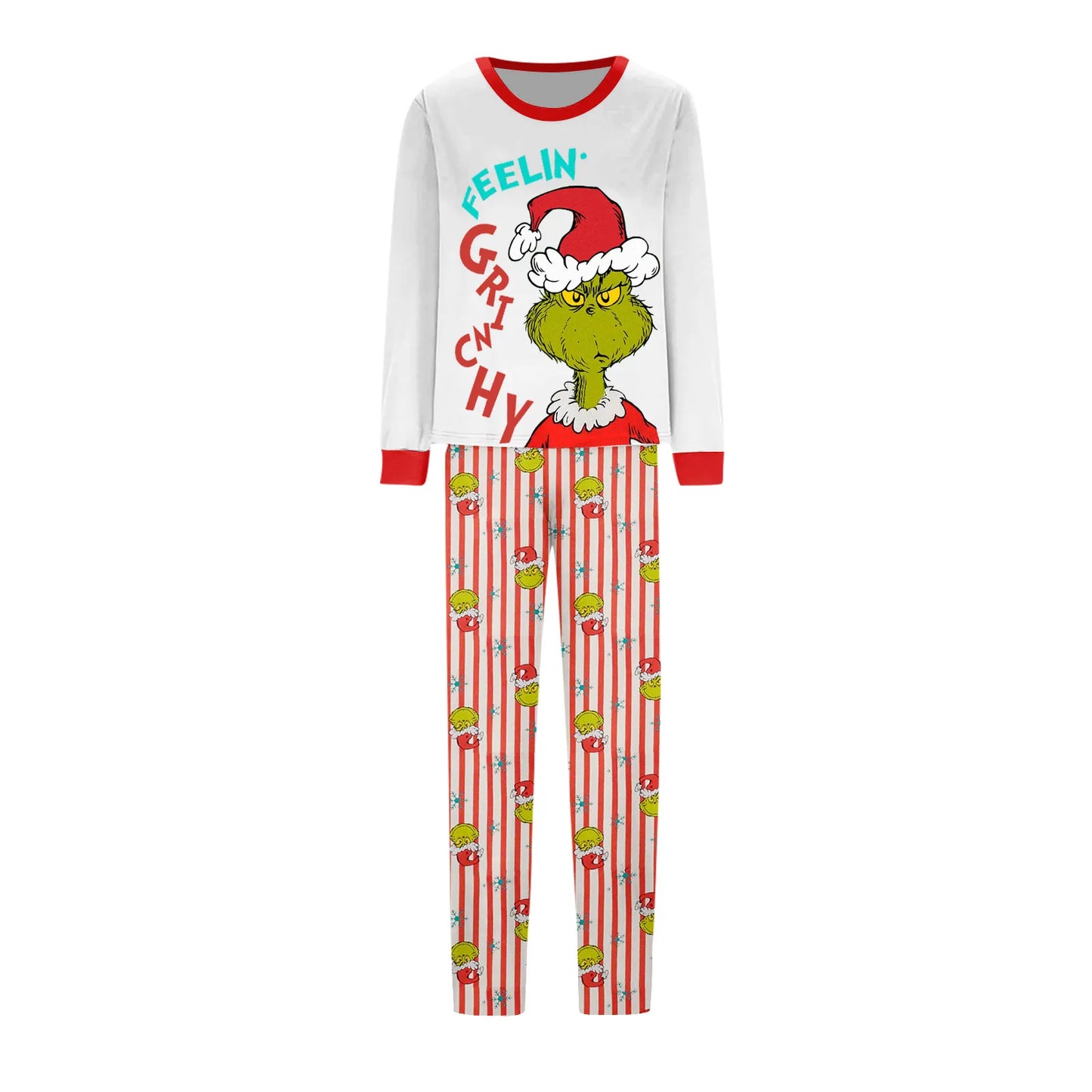  Family Christmas Cartoon Print Pajamas Set, Cozy Holiday Pjs For Photo Shoots & Christmas Morning, Festive Family Sleepwear