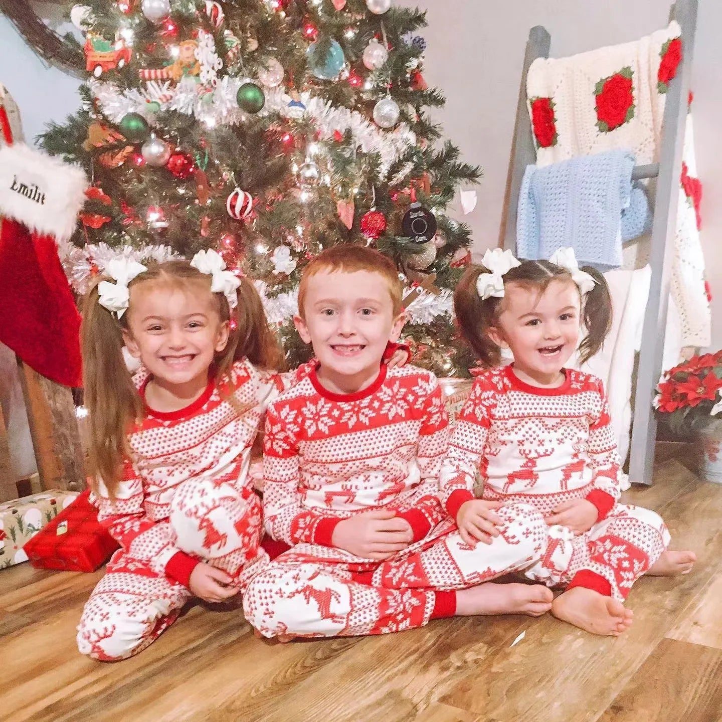Christmas Family Pajamas Set – Matching Deer Sleepwear for Adults & Kids (2-Piece)