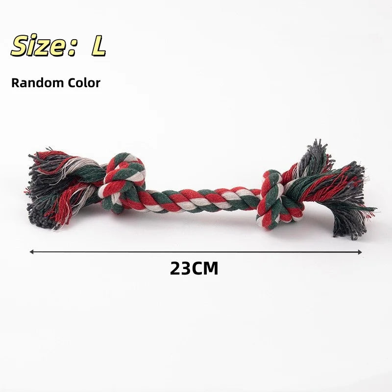 Pets Christmas Supplies Dog Squeakey Chew Toys Cotton Ropes Knot Molar Bite Toy Funny Cute Puppies Interactive Toy Xmas Gift