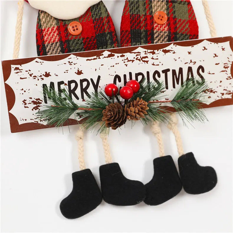Christmas Decoration Door Hanging Creative Elderly Snowman Elk Bell Display Window Pendant Holiday Gift Scene Decoration