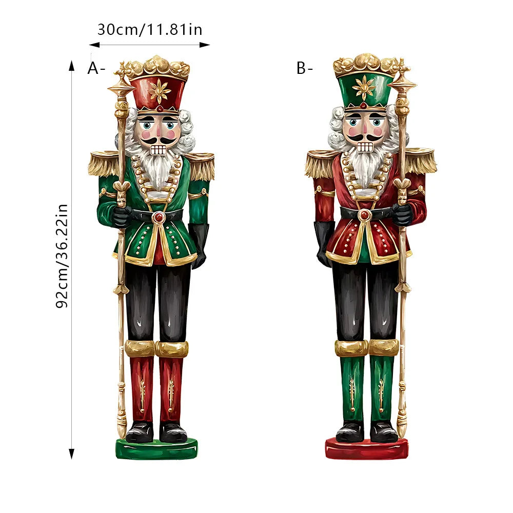 Nutcracker Soldier Christmas Window Clings Large Electrostatic Sticker Christmas Party Decorations Festive Supplies Door Sticker