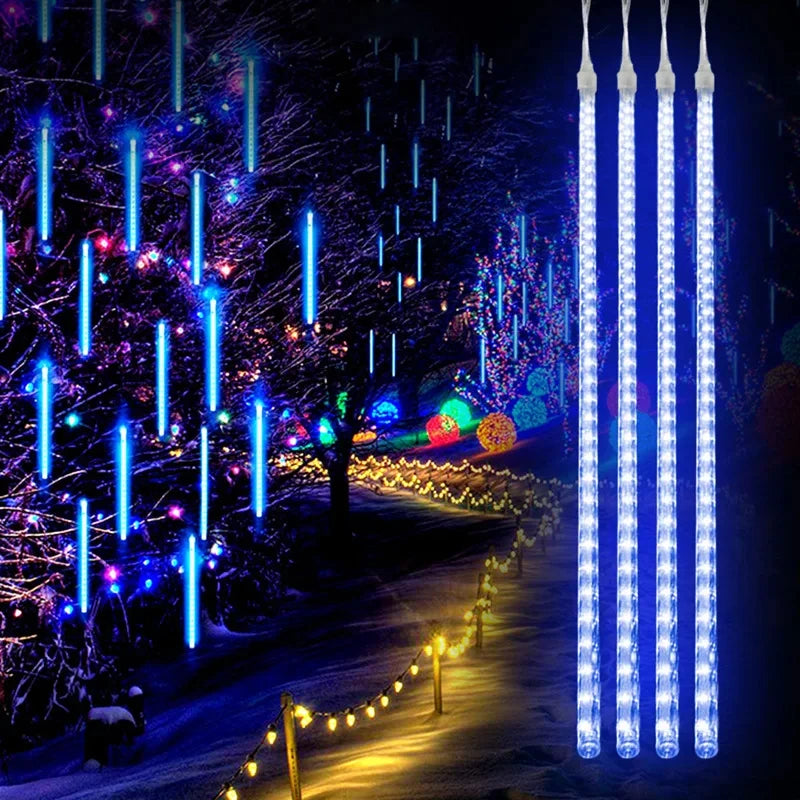LED Meteor Shower Rain Lights Waterproof Falling Raindrop Fairy String Light for Christmas Holiday Party Patio garden decoration