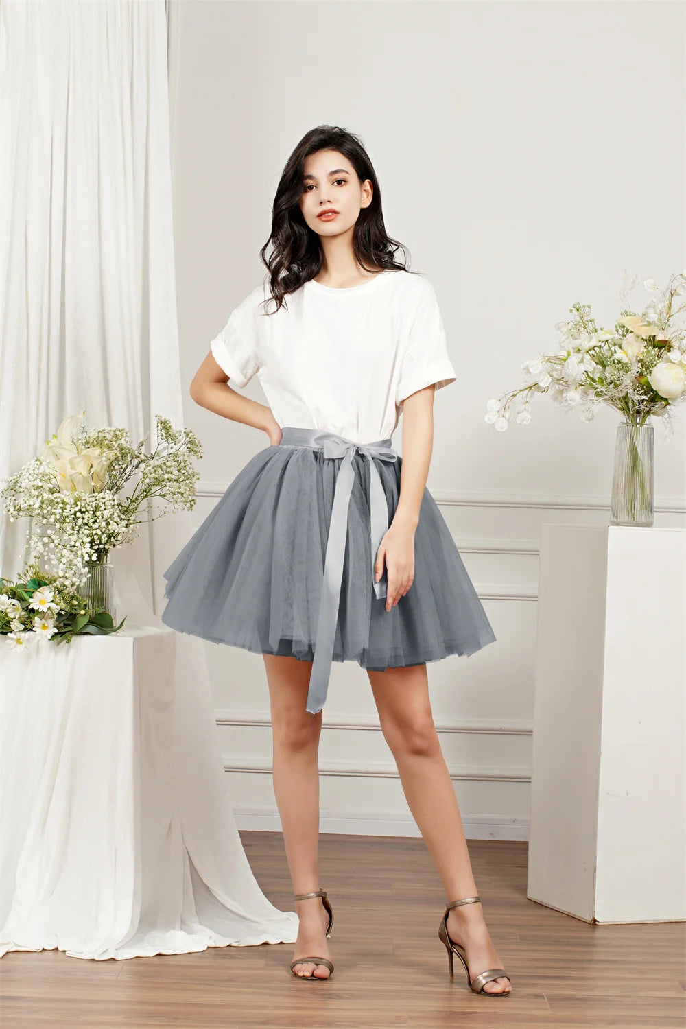 Christmas Layered Tutu Skirt Ribbon Tulle Mini Dresses for Women Carnivals OktoberUnder Music Festival Marathon Cosplay Skirts