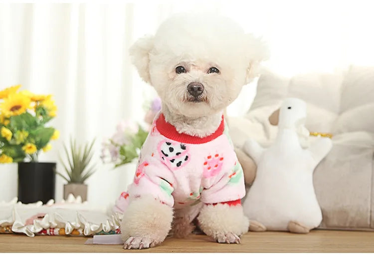 Christmas Pet Dog Pajamas for Cat Clothes Warm Pyjama Jumpsuit for Small Dogs Sleepingwear Winter Flece Pet Chihuahua Coat 강아지옷