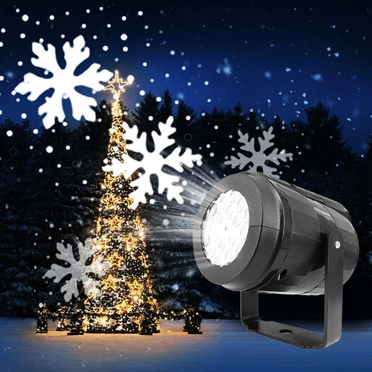 2025 LED USB Snowflake Projector Holiday Lights Christmas Projection Outdoor Lamp Snow Spotlight for New Year Party