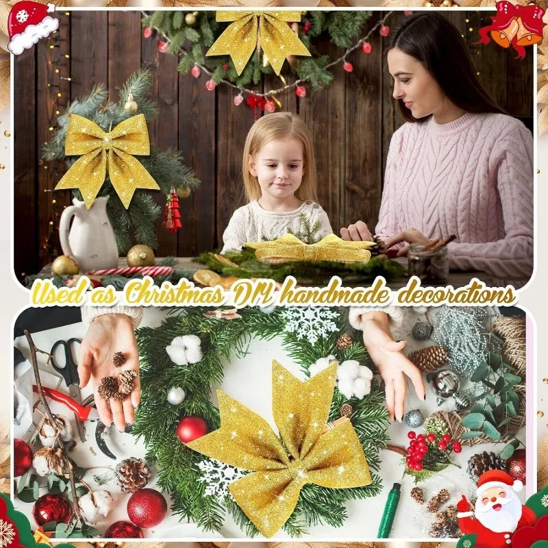 25cm Christmas Bow Hanging Decoration Xmas Tree Ornaments Party Home Room Decor New Year 2025 Gift Box Navidad Christmas Supplie