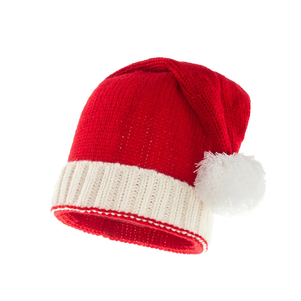 2025 Knitted Christmas Hats Cute Pompom Adult Kids Soft Beanie Hat New Year Party Kids Gift Navidad Noel Christmas Decoration