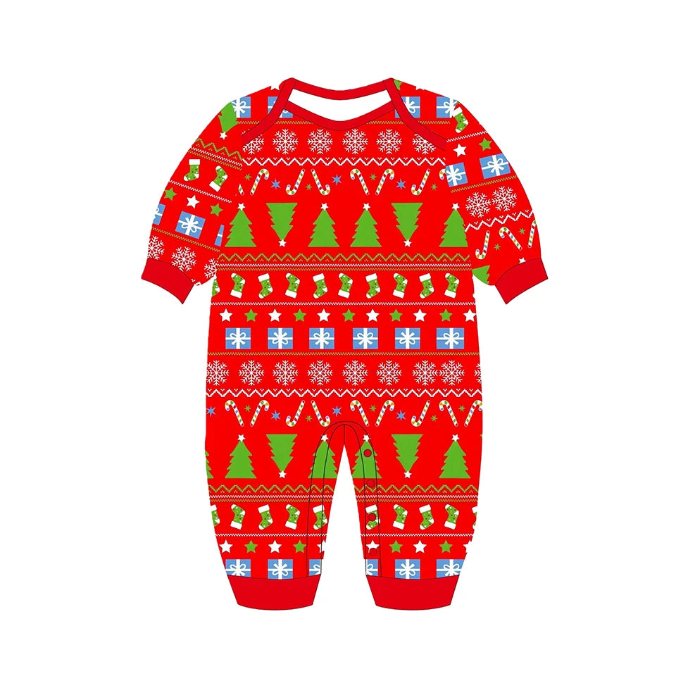 Christmas Family Pajamas – Cartoon Letter Print Matching Sleepwear for Adults & Kids