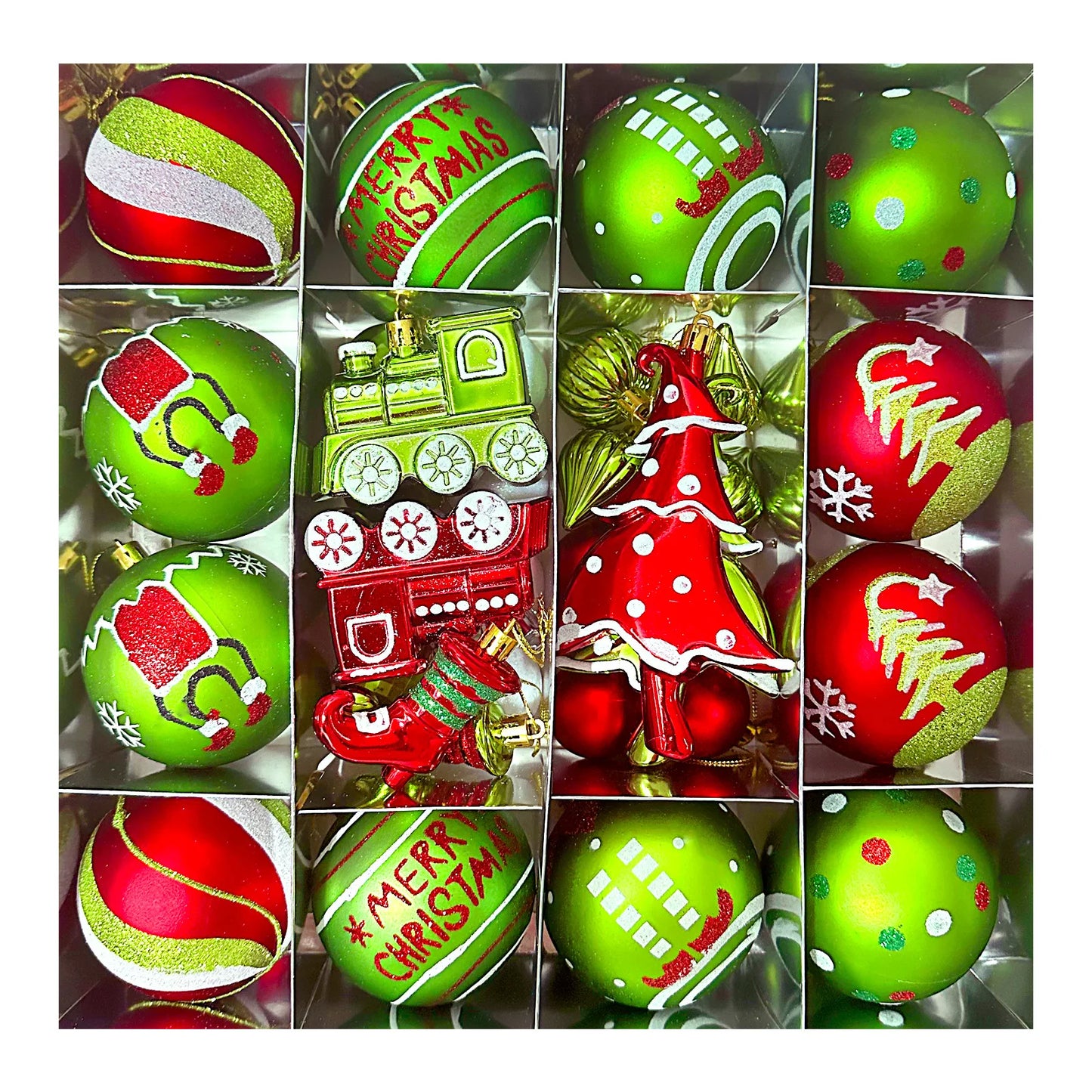 Green Painted Christmas Ball Decorations Green Monster Xmas Tree Ornaments Green Painted Xmas Ball Set Christmas Home Decor