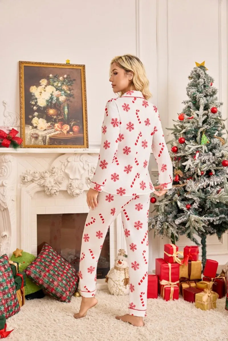 Autumn and Winter New Women's Christmas New Year Holiday Pajamas Long-Sleeved Long Pants Christmas Pajamas Homewear Set 2025