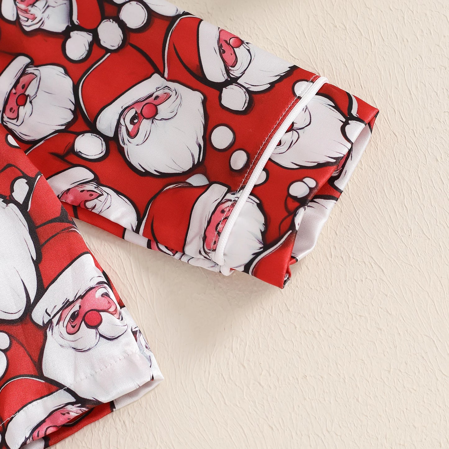 BeQeuewll Christmas Kids Girls Boys Pajamas Set Satin Santa Claus Button Children Sleepwear Long Sleeves Shirt Pants Loungewear