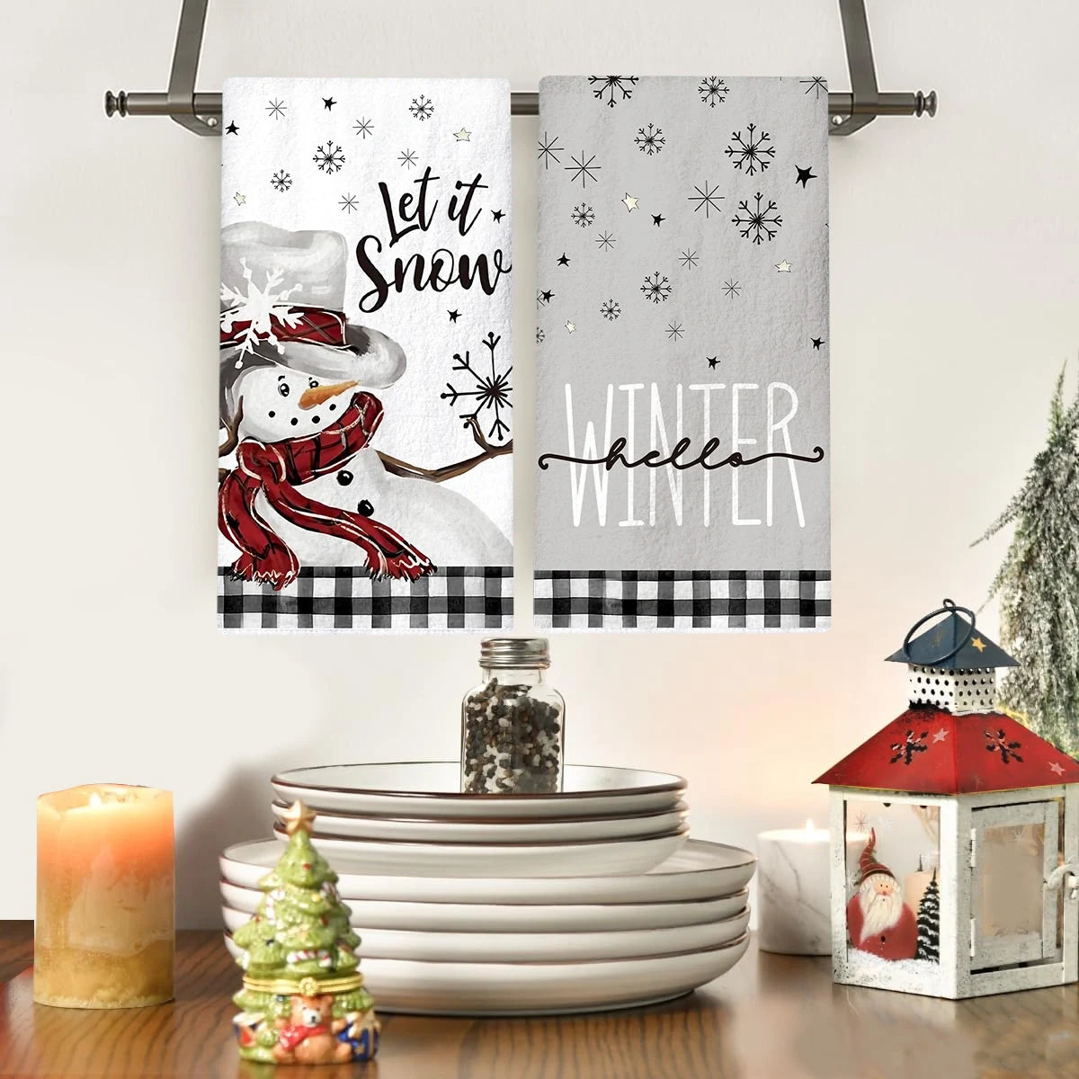 2pcs Christmas Kitchen Towels Merry Christmas Decoration 2025 Xmas Santa Claus Dish Towel Navidad Natal Gifts New Year 2026