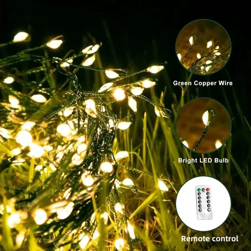 Outdoor Remote Control Copper Wire Lights Christmas Tree Light String Starry Sky Flower Wreath Decorative Lights