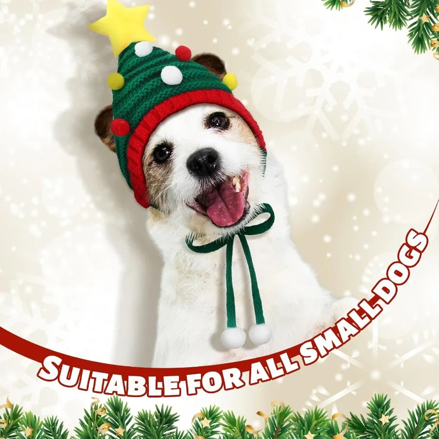 4 Pack Christmas Knitted Dog Santa Hats Bulk Pet Crochet Dog Hats Halloween Christmas Costume Outfit Cap Warm Winter Puppy Cats