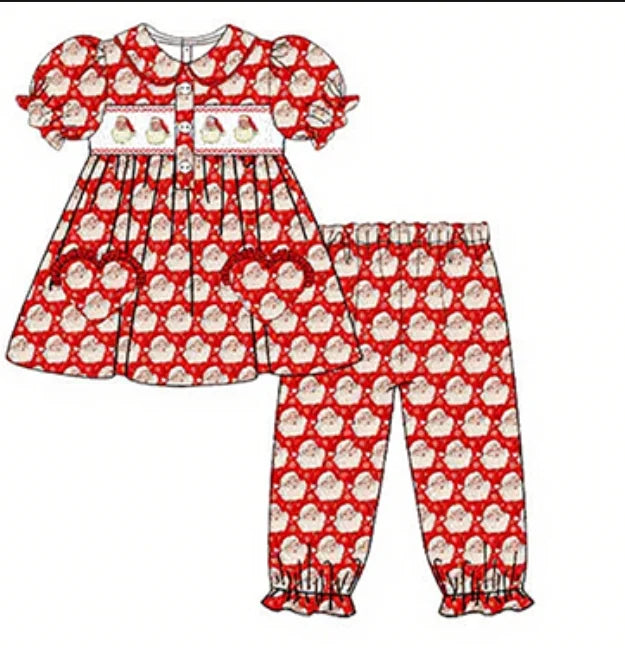 Boutique Children's Outfits Christmas Pajamas Robe Red Santa Claus Print Boys Girls Pyjamas Set Matching Robe