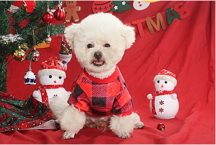 Christmas Pet Dog Pajamas for Cat Clothes Warm Pyjama Jumpsuit for Small Dogs Sleepingwear Winter Flece Pet Chihuahua Coat 강아지옷
