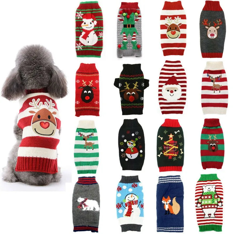 Cute Cartoon Reindeer Sweater for Pets Warm Costume Christmas Dog Sweater Puppy and Cat Jumper Knitwears Winter Dog Clothes