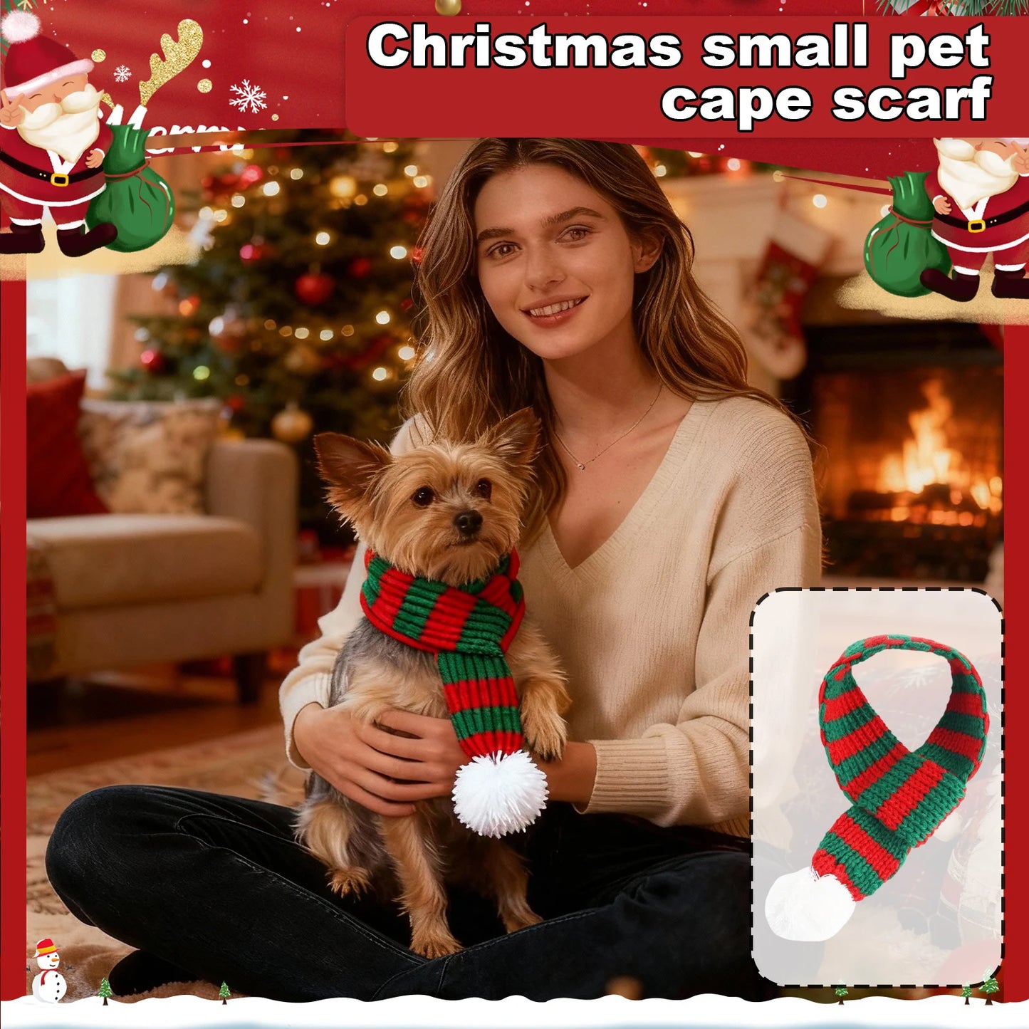 Pet Christmas Cape Cloak Pet Christmas Scarf Holiday Set Dog Transformation Outfit Christmas Costume For Small Dogs Pet Costume