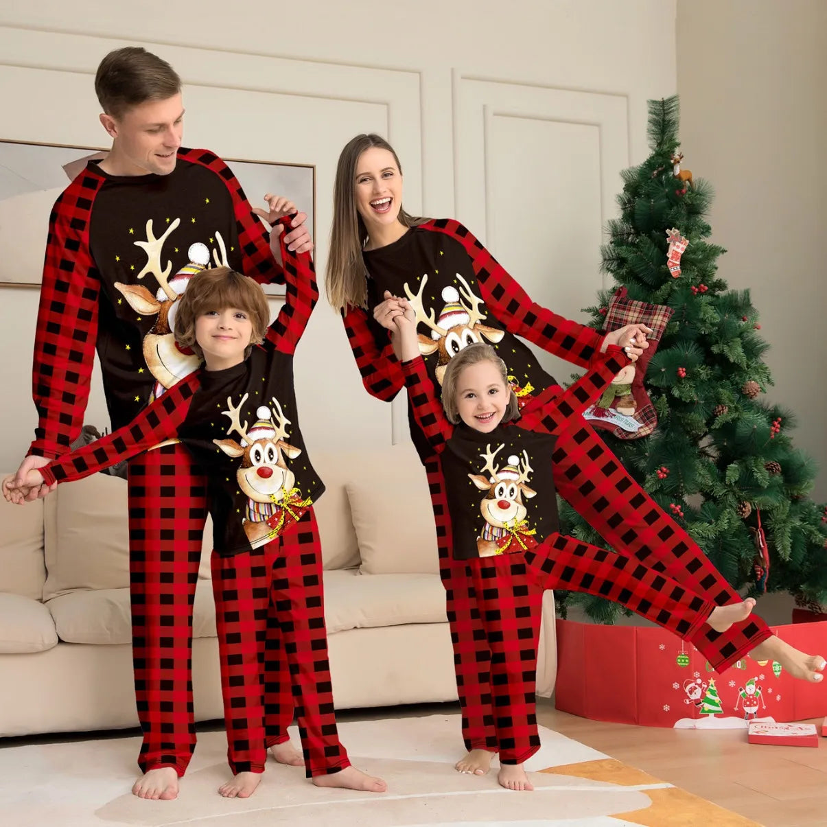 Christmas Parent-Child Pajamas – Santa Claus Matching Family Loungewear Set