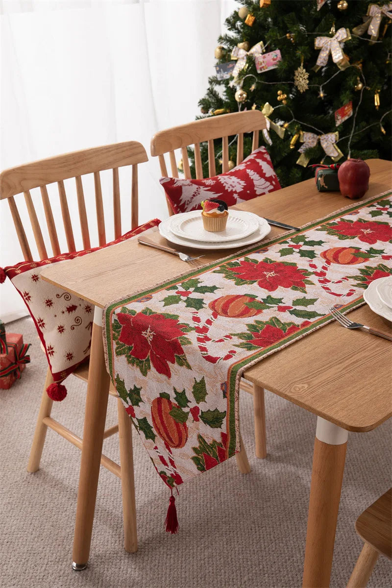 Christmas Table Runner Soft Durable Seasonal Winter Xmas Holiday Kitchen Dining Table Decoration for Indoor Outdoor Home Party