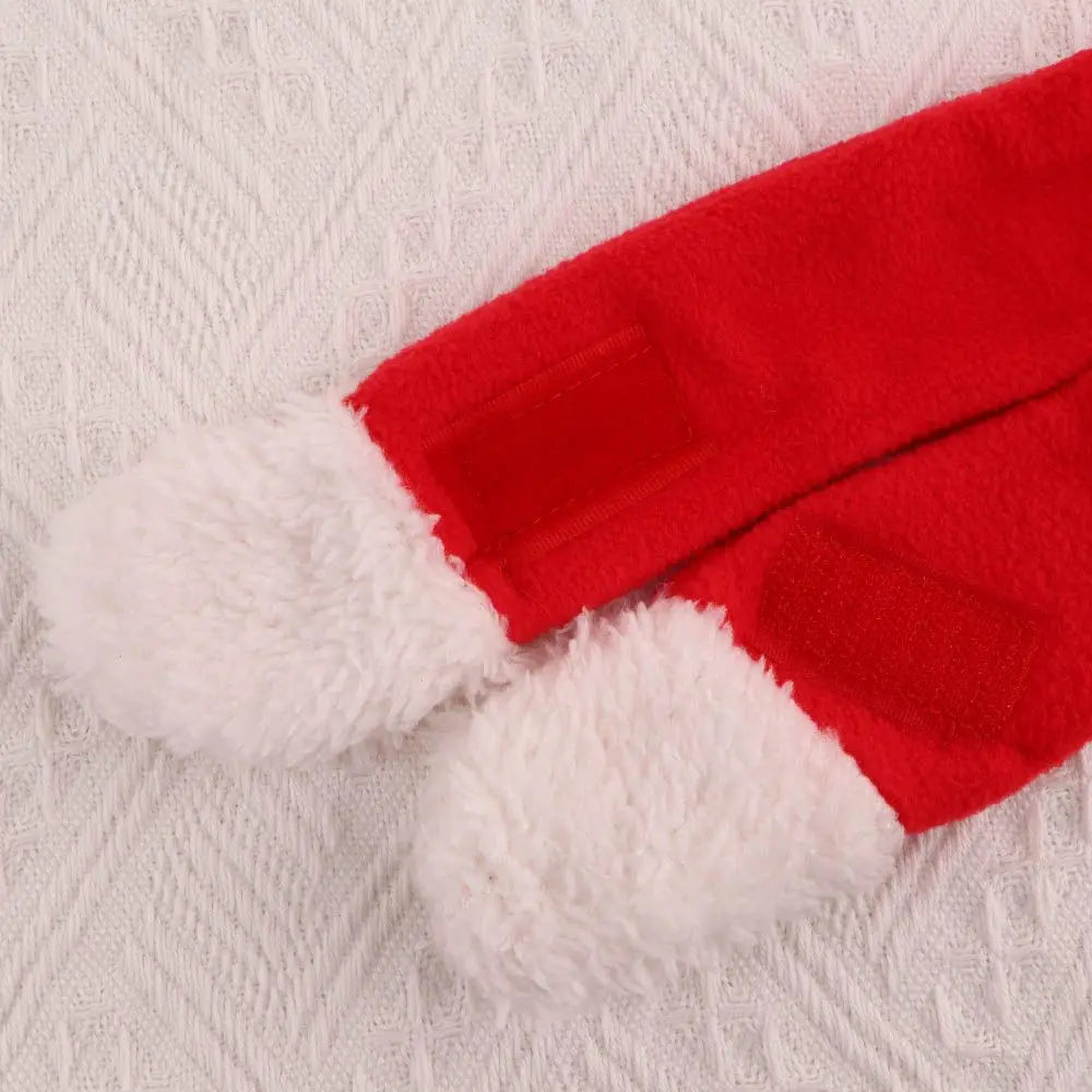 Cute Winter Pet Cloak Dog Cat Christmas Clothes Warm Puppy Santa Red Scarf Hat Head Funny Christmas Pet Costume Dog Cat Cloaks