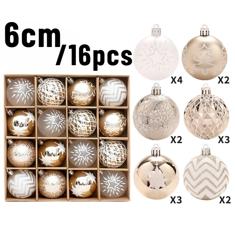 42pcs/16pcs Xmas Gift Christmas Ball Set Unique Shaped Painted Christmas Tree Ornaments Reindeer Decorative Hanging Ornaments