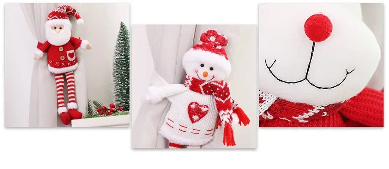 Christmas Curtain Decoration Christmas Doll Santa Claus Elk Snowman Home Ornaments Christmas New Year Party Decorations Gifts