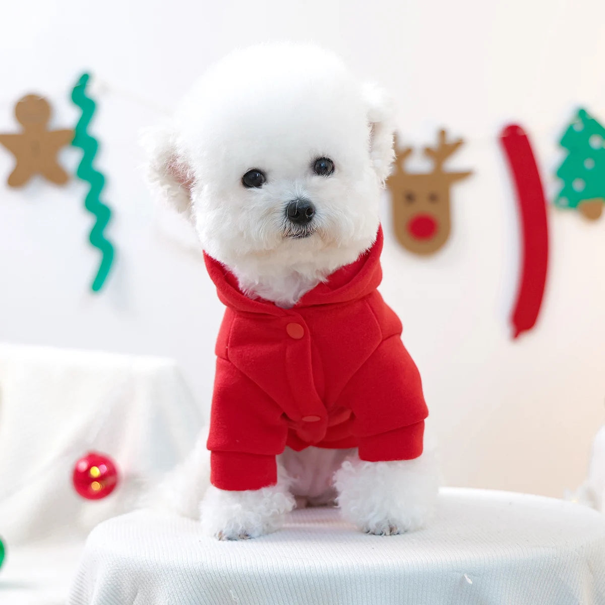 Pet Clothes Autumn and Winter Warm Hoodie for Cats and Dogs Sweater Red Christmas Dress