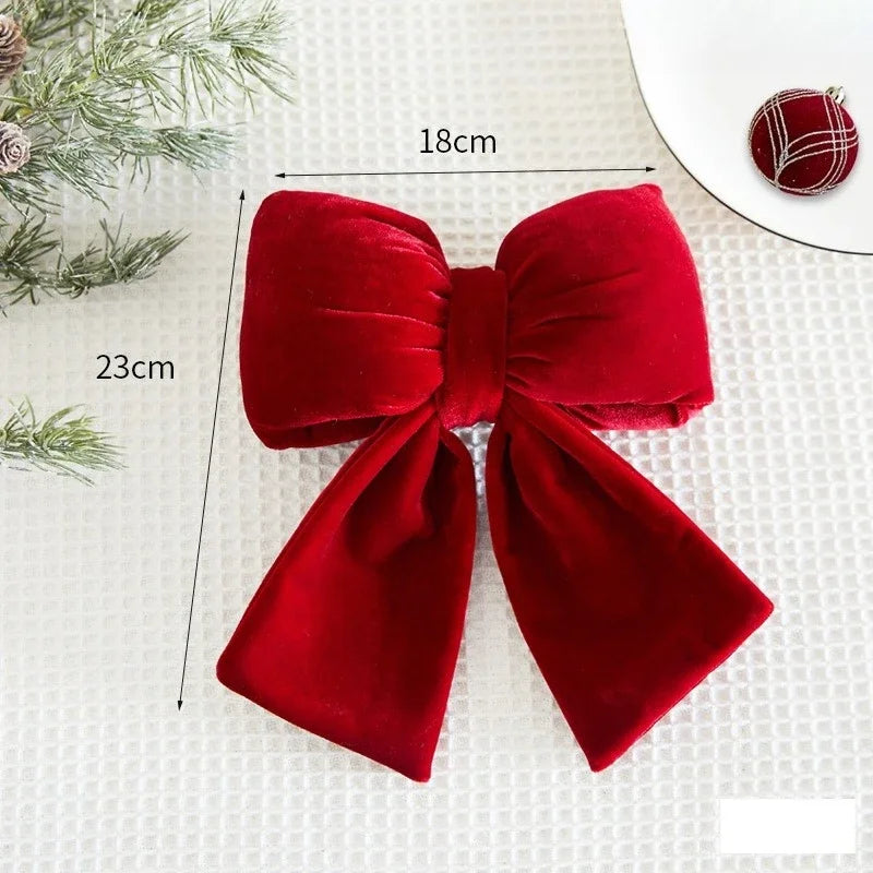 1/3pcs Large Red Velvet Christmas Bow Ornaments Xmas Tree Bowknot Hanging Pendant for Holiday New Year Party Gifts Decoration