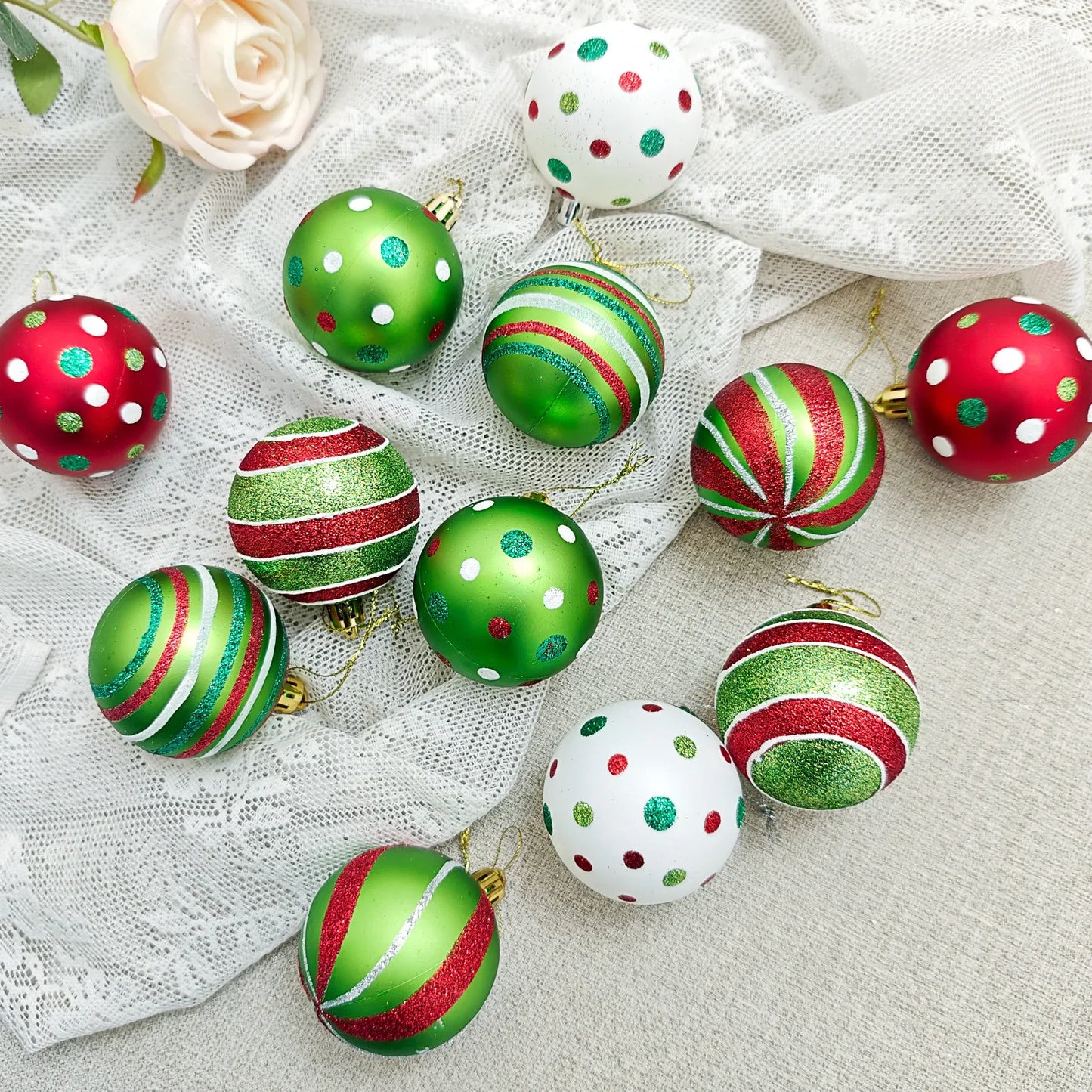 Green Painted Christmas Ball Decorations Green Monster Xmas Tree Ornaments Green Painted Xmas Ball Set Christmas Home Decor