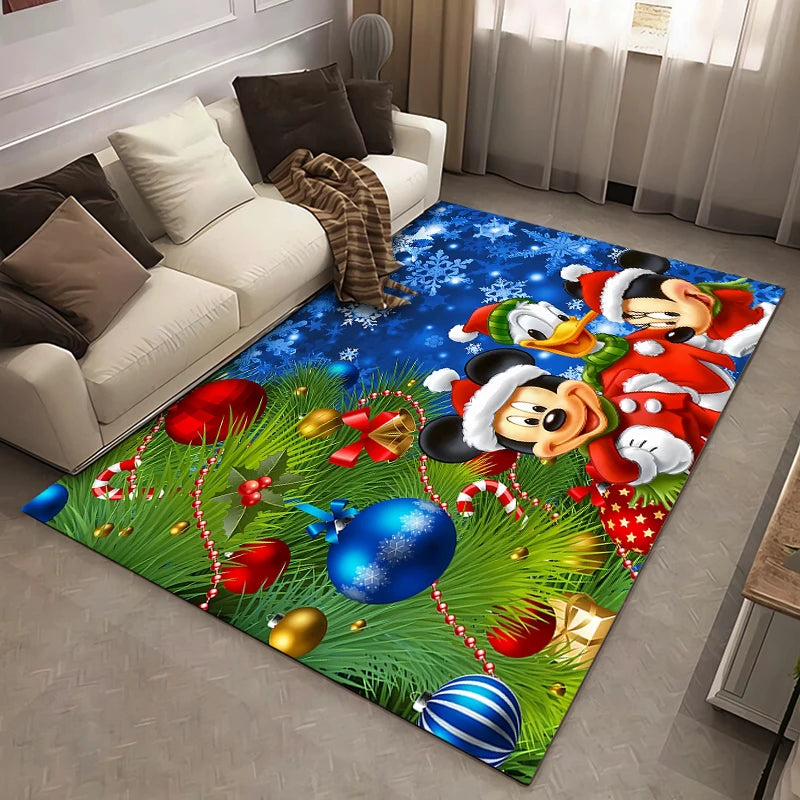 Christmas Disney Mickey Mouse Carpet for Living Room Home Decor Large Area Rug Bedroom Floor Rug Non-slip Easy Washable Mat